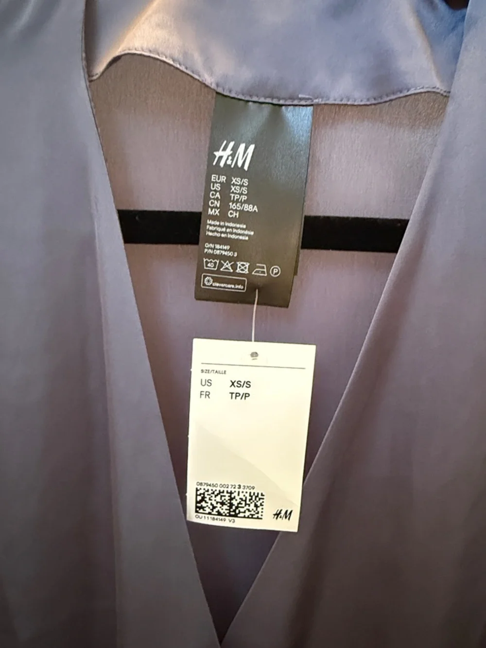 H&M Satin Wrap Robe - Slate Blue XS/S NWT - Picture 2 of 4